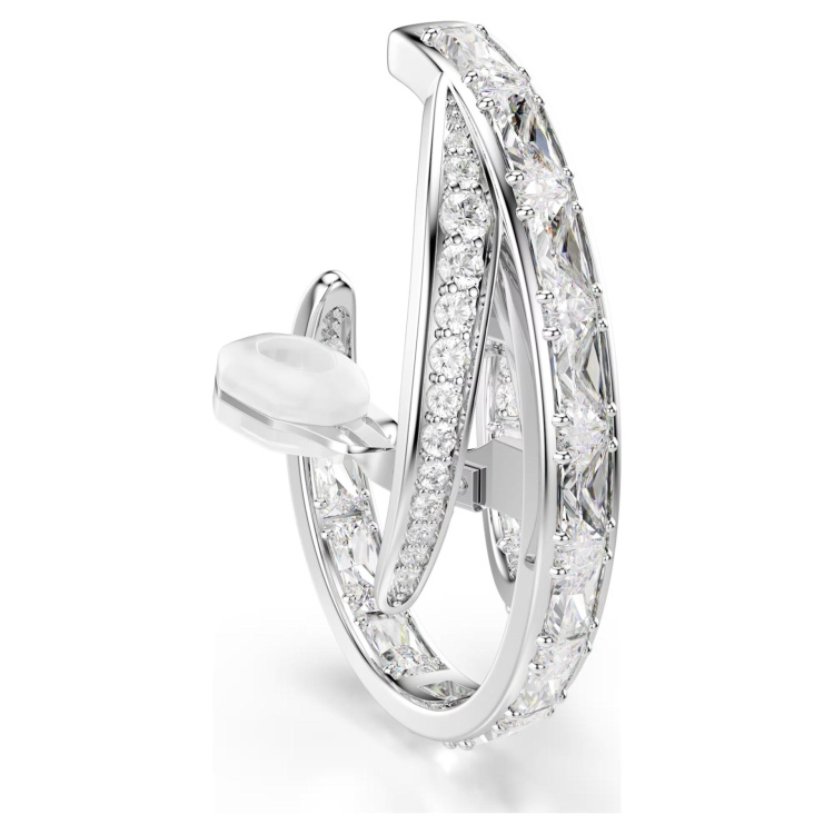 Vienna clip earrings Mixed cuts, White, Rhodium plated